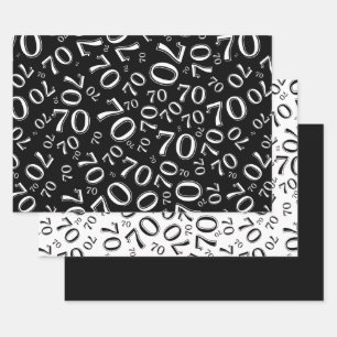 70th Birthday Black & White Number Pattern 70 Wrapping Paper Sheet