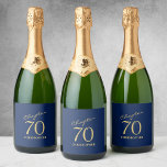 70th Birthday Blue Gold<br><div class="desc">Add a touch of sparkle to your loved one's 70th birthday celebration with these gorgeous Blue Gold sparkling wine bottle labels. Perfect for that finishing touch to a party.</div>
