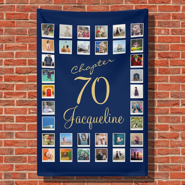 70th Birthday Blue Gold Banner (Creator Uploaded)