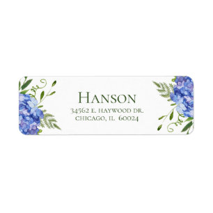 70th Birthday Blue Hydrangeas Return Address