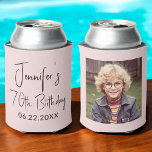 70th Birthday Blush Pink Instagram Photo Can Cooler<br><div class="desc">Celebrate 70 remarkable years with this 70th Birthday Blush Pink Instagram Photo Can Cooler! Featuring a soft, elegant blush pink design, this customisable can cooler lets you showcase your favourite Instagram-style photo, adding a personal touch to your milestone celebration. Perfect for keeping drinks cold while serving as a memorable keepsake,...</div>
