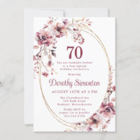 70th Birthday Burgundy Blush Pink Wildflower