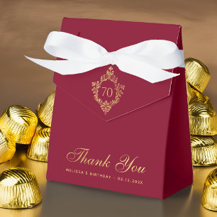 70th Birthday Burgundy Gold Crest Elegant Vintage Favour Box