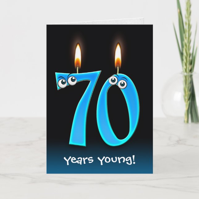 70th Birthday Candles with Eyeballs  Card (Front)