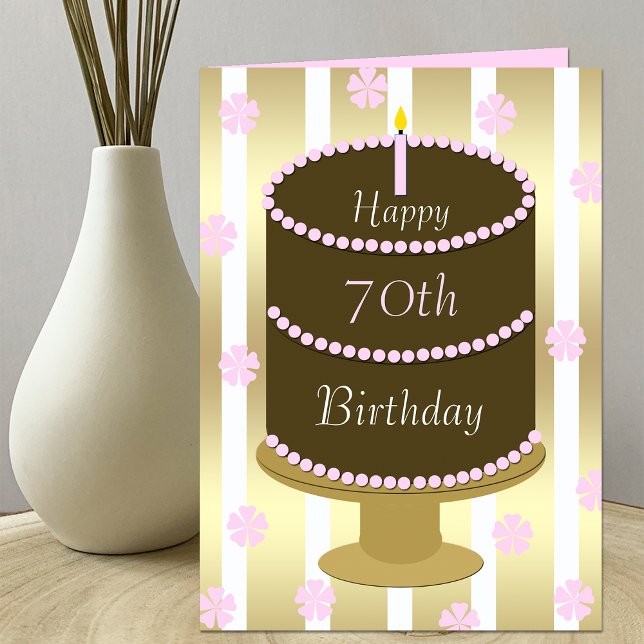 70th Birthday Card Cake in Pink (Creator Uploaded)