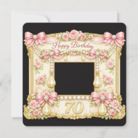 70th Birthday Card Marie Antoinette style pink 