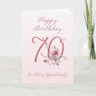 70th Birthday Card - Pink Roses - To A Very Specia