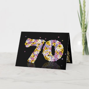 70th birthday card with flowery letters
