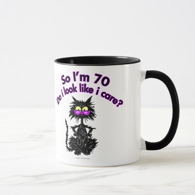 70th Birthday Cat Gifts Mug (Right)