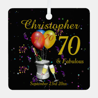 70th Birthday Celebration Black Metal Tree Decoration