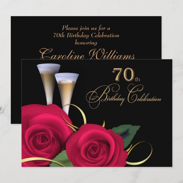 70th Birthday Celebration Custom Invitations (Front/Back)