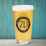 70th Birthday Celebration Glass<br><div class="desc">70th Birthday Celebration beer glass or drinks glass with the name and birthday.</div>