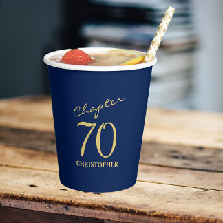 70th Birthday Chapter 70 Blue Gold Paper Cups
