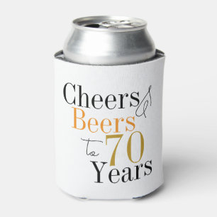 70th Birthday Cheers and Beers Minimal Party Can Cooler