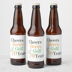 70th Birthday Cheers Beers Golf Minimal Party Beer Bottle Label