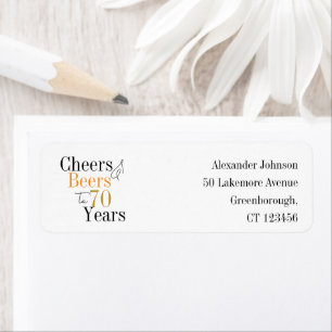70th Birthday Cheers Beers Minimal Return Address