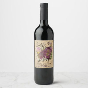 70th Birthday Cheers to 70 Years Vintage Custom Wine Label