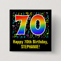 70th Birthday: Colourful Music Symbols, Rainbow 70