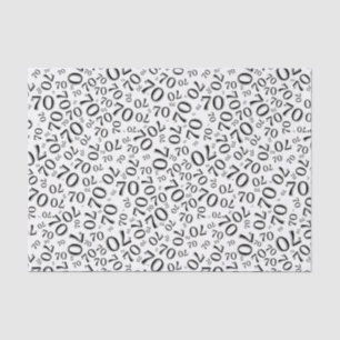 70th Birthday Cool Number Pattern Black and White Tissue Paper