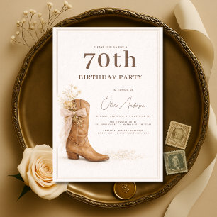 70th Birthday Cowgirl Floral Party Invitation