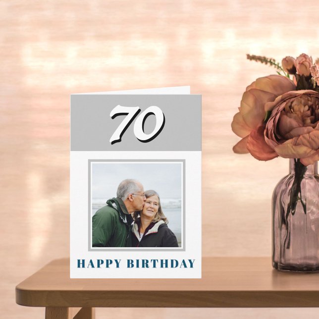 70th Birthday Custom Photo Personalized Card (Creator Uploaded)
