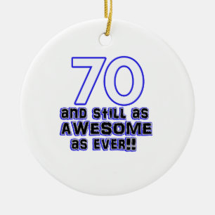 70th birthday design ceramic tree decoration
