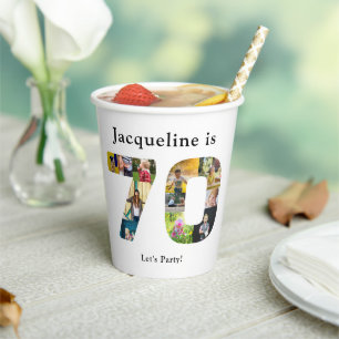 70th Birthday Design Your own Photo Collage Paper Cups