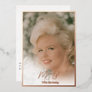 70th Birthday Elegant Monogram Photo Birthday