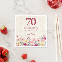 70th Birthday Elegant Wildflower Linen Party