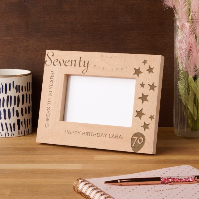70th Birthday Engraved Keepsake Frame (Left)
