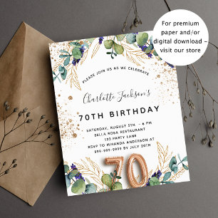 70th birthday eucalyptus budget invitation flyer
