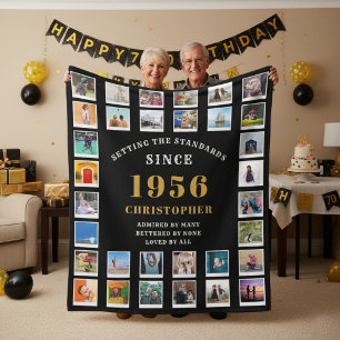 70th Birthday Family Memories Photo Collage Fleece Blanket
