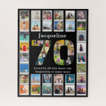 70th Birthday Family Photo Template Black Jigsaw Puzzle<br><div class="desc">Make that birthday gift a very special memories keepsake with this wonderful photo collage jigsaw puzzle. Add your favourite images to create a heartfelt and touching present.</div>