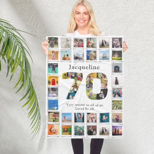 70th Birthday Family Photo Template Fleece Blanket