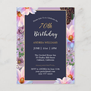 70th Birthday Festive Spring Flower Postcard