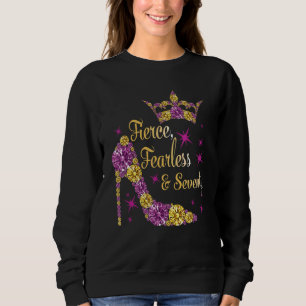 70th Birthday Fierce Fearless & Seventy With Crow Sweatshirt