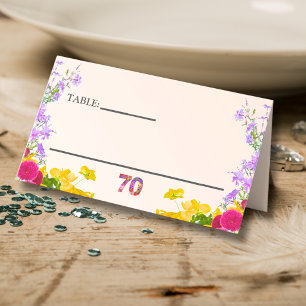 70th birthday floral modern 70 years party elegant place card