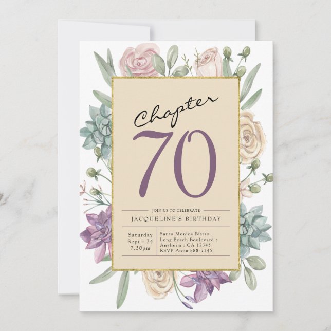 70th Birthday Floral Surprise Party Invitation (Front)