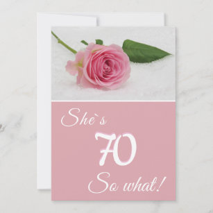 70th Birthday for Her Pink Rose Motivational Card