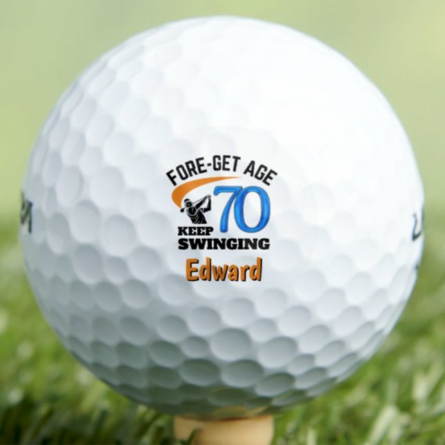 70th Birthday For Uncle – 70 Years Bold Blue Gift Golf Balls (Creator Uploaded)