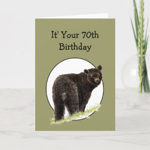 70th Birthday Fun Black Bear - Grin and Bear it Card