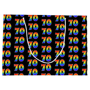 70th Birthday: Fun Rainbow Event Number 70 Pattern Large Gift Bag