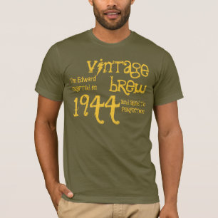 70th Birthday Gift 1944 Vintage Brew Brown Gold v9 T-Shirt