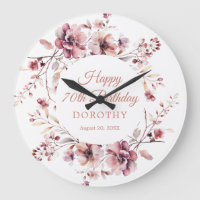 70th Birthday Gift Burgundy Pink Floral