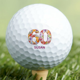 70th Birthday Gift Floral Number - 70 Years Sports Golf Balls