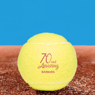 70th Birthday Gift for Her - 70 and Amazing Pink Tennis Balls