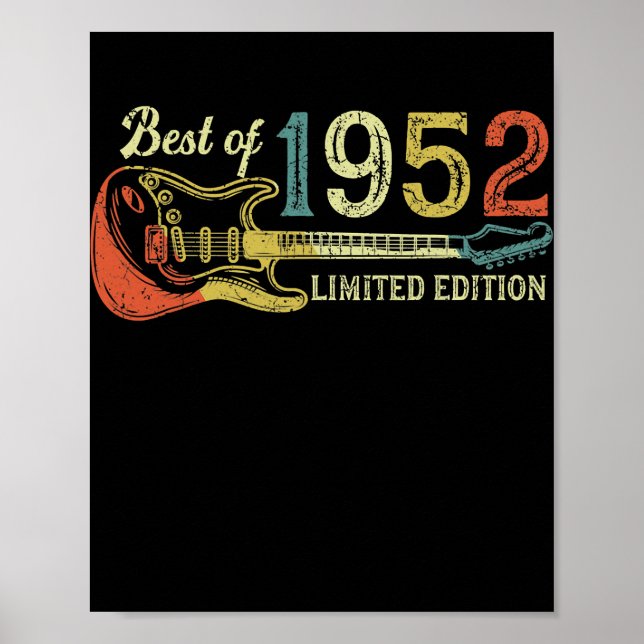 70th birthday gifts for men women Guitar Lover Poster (Front)