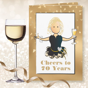 70th Birthday Glamourous Sparkle Female Cartoon Card
