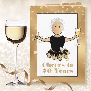 70th Birthday Glamourous Sparkle Woman Cartoon Card
