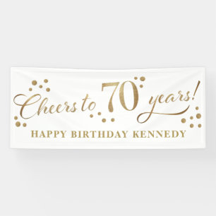 70th Birthday Glitter Gold Banner